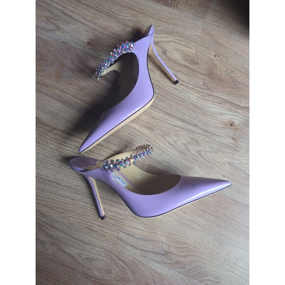 Jimmy Choo Bing 100 Lilac Patent Leather Slip On Mule Heels Womens EU 40.5 - Picture 9 of 16